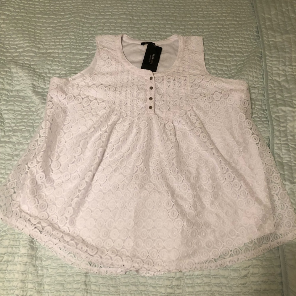 White lace maternity tank